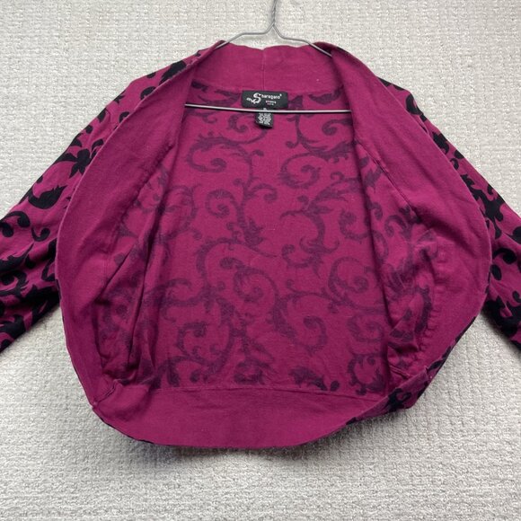Sharagano Studio Cropped Bolero Cardigan Wom XL Baroque Damask Pink Floral AOP - Picture 10 of 14